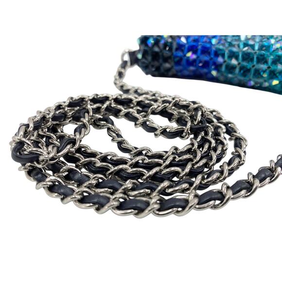 Chanel Crystal Micro Flap Bag CC Evening Ombre Iridescent Mini Crossbody Handbag - Picture 12 of 15